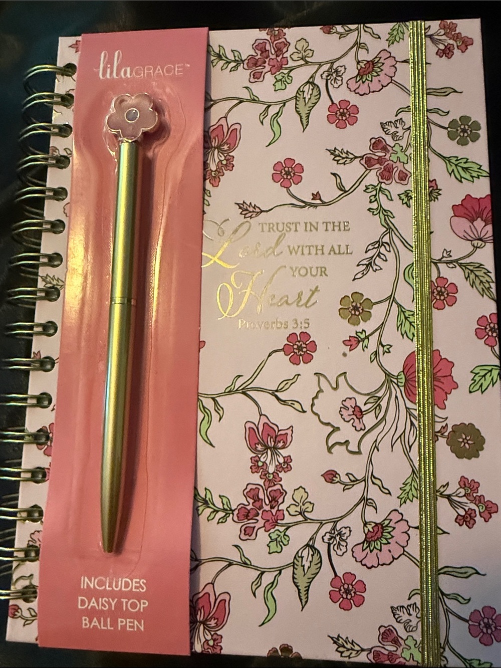 Trust In The Lord Floral Pink Journal With Daisy Ball Point Pen